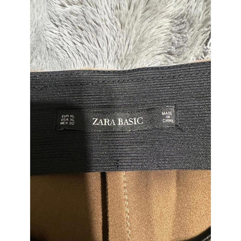 ZARA Basic Faux Suede Skinny Pants - Camel Tan, Size XL - Picture 2 of 5